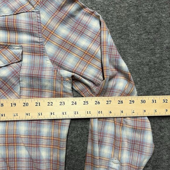 Wrangler Long Sleeve Button Down Shirt Men's XL Pink Blue Yellow Plaid - Picture 6 of 7